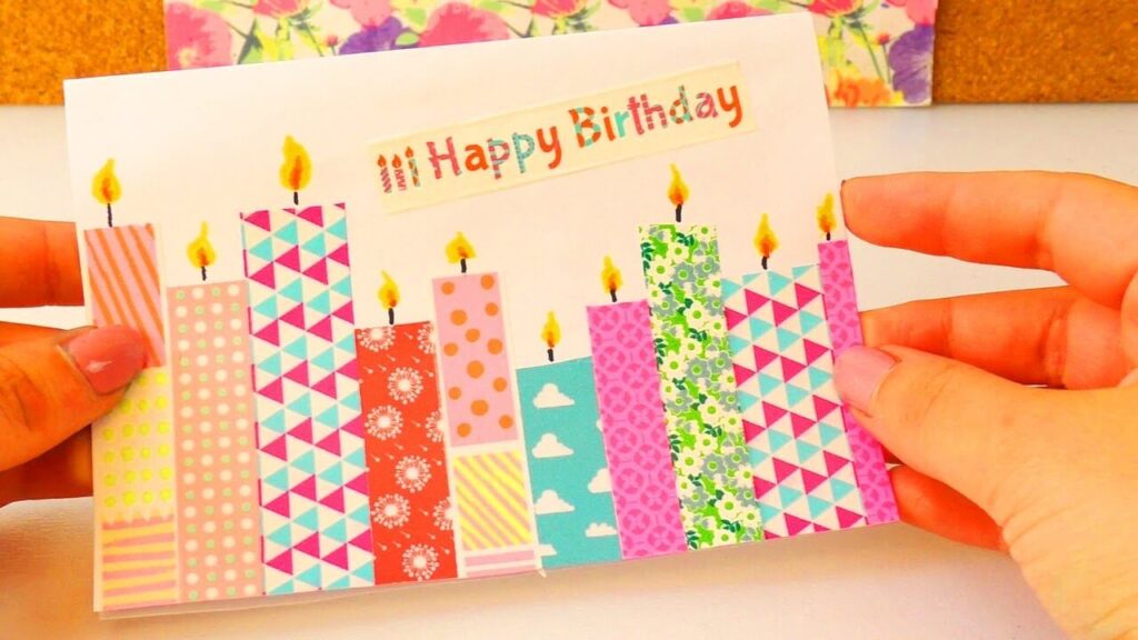 Les cartes d'anniversaire faites à partir de ruban washi simples et rapides